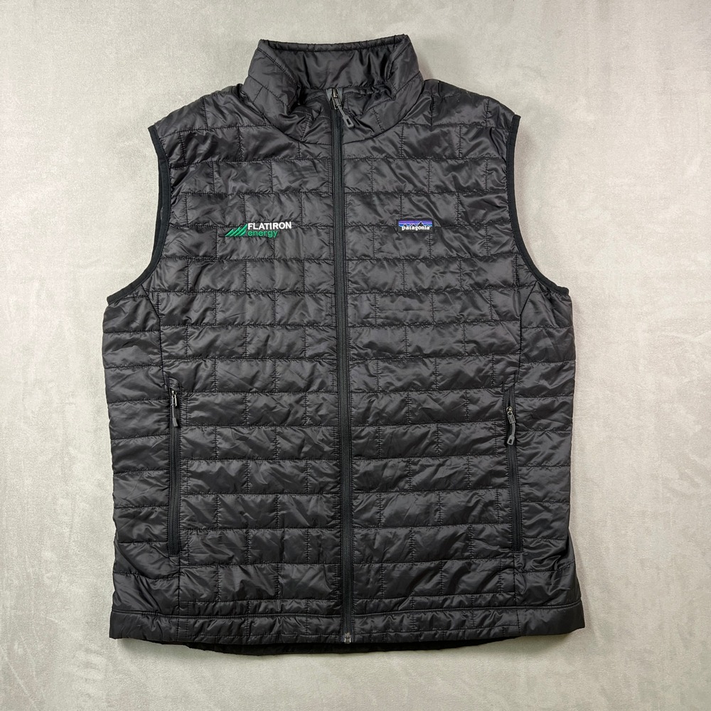 Patagonia Nano Puff Vest Mens XL Black Full Zip Insulated Outdoor Company Logo